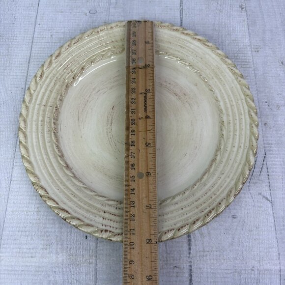Roscher & Co BELLINI CREAM Embossed Rope Ring Earthenware Salad Plates Set 4 - Picture 11 of 16